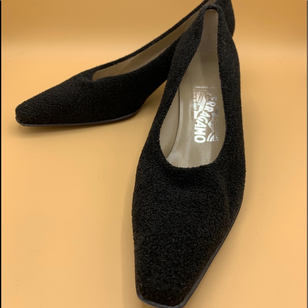 Salvatore Ferragamo Black Wool Shoes